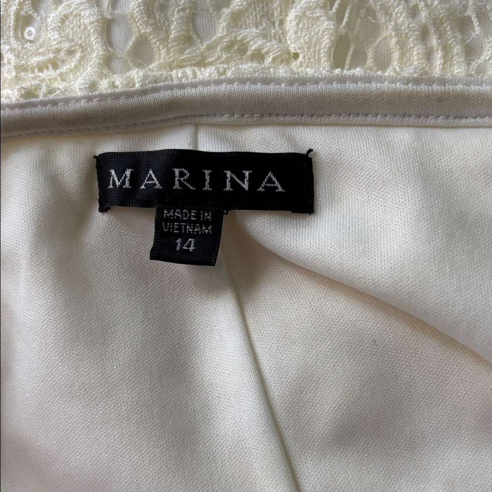 MARINA Ivory Lace Ruffle Mini Dress - Picture 6 of 8